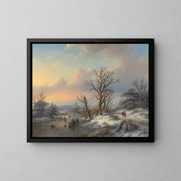 Ramasseurs de bois sur la glace - Jan Jacob Coenraad Spohler — gerahmtes Bild an der Wand