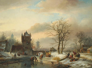 Jan Jacob Spohler - Skaters on a frozen river.webp