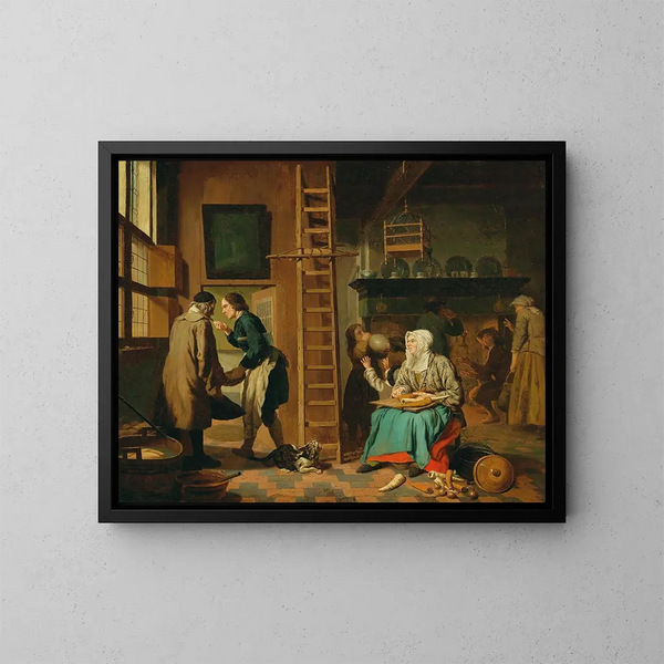 Kücheninterieur-Gemälde - Jan Josef Horemans der Ältere — gerahmtes Bild an der Wand