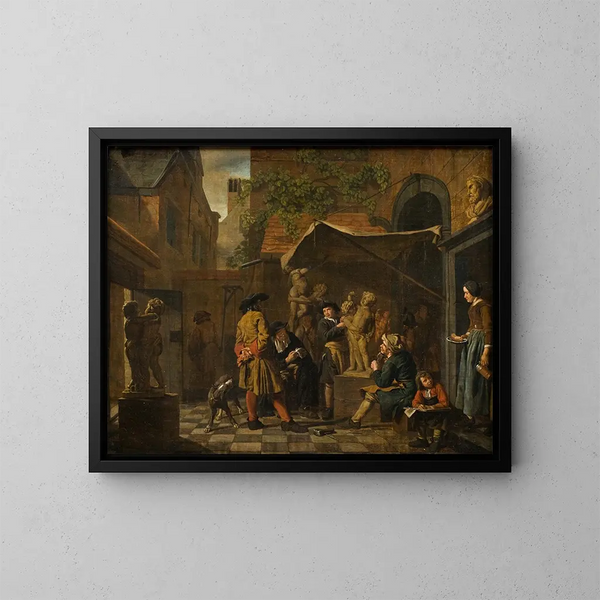 Ein Bildhaueratelier - Jan Josef Horemans der Ältere — gerahmtes Bild an der Wand