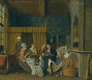 Jan Josef Horemans the Younger - A Family Taking Tea While Celebrating The Birth of Twins.webp