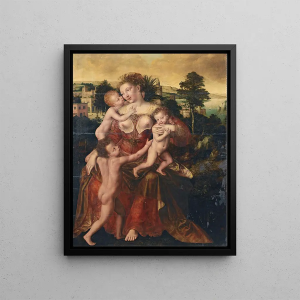 Eine Allegorie der Nächstenliebe - Jan Massys — gerahmtes Bild an der Wand