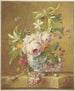 Ein Blumenstrauß in einer blauen Vase mit drei Schmetterlingen vorne rechts eine Schnecke - Jan Matthias Kok — Ansicht des Kunstwerks