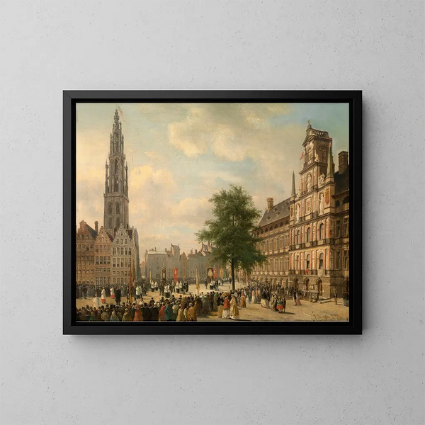 Prozession auf dem Grote Markt in Antwerpen - Jan Michiel Ruyten — gerahmtes Bild an der Wand
