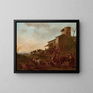 Szene vor einer Taverne - Jan Miel — gerahmtes Bild an der Wand