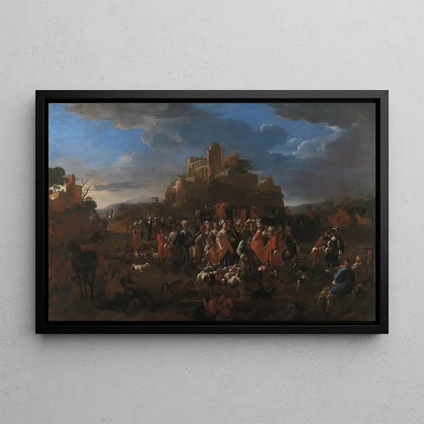 La Cour avec la Cour royale de Carlo Emanuele II et Francesca d'Orléans - Jan Miel — gerahmtes Bild an der Wand