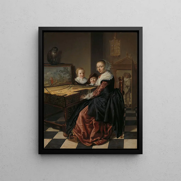 Frau, die Cembalo spielt - Jan Miense Molenaer — gerahmtes Bild an der Wand