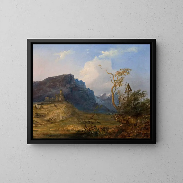 Berglandschaft Gemälde - Jan Nepomucen Głowacki — gerahmtes Bild an der Wand