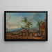 Dorffest mit tanzenden und spielenden Figuren, Hochzeitszeremonie in der Ferne - Jan Peter van Bredael der Ältere — gerahmtes Bild an der Wand