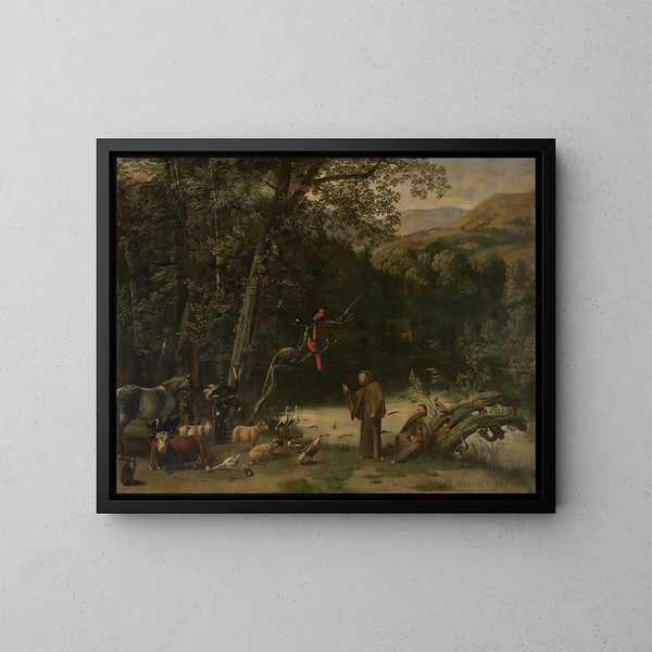Saint François d'Assise predigt zu den Tieren - Jan Siberechts — gerahmtes Bild an der Wand