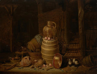 Natur stillleben mit einem Fass - Jan Spanjaert — Ansicht des Kunstwerks