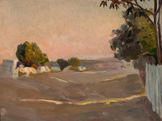 Jan Stanislawski - Landscape with houses and a fence.webp