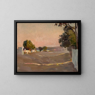 Jan Stanislawski - Landscape with houses and a fence.webp