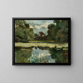 Jan Stanislawski - Park landscape with a pond.webp