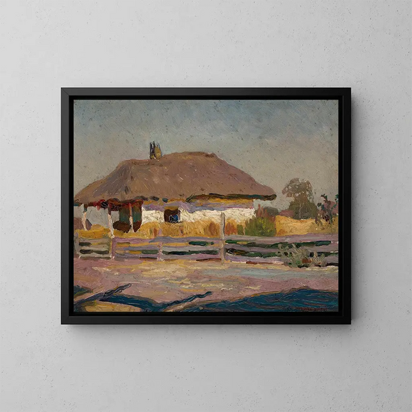 Ländliches Cottage - Jan Stanisławski — gerahmtes Bild an der Wand