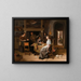 Eine elegante Gesellschaft in einem Interieur mit Figuren, die Karten an einem Tisch spielen - Jan Steen — gerahmtes Bild an der Wand