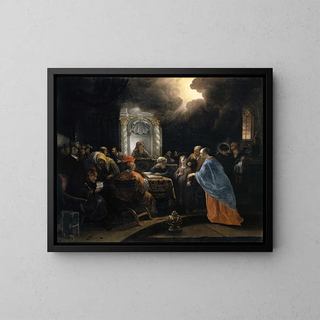 Der Christus unter den Schriftgelehrten - Jan Steen — gerahmtes Bild an der Wand