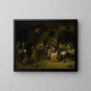 Bauernhochzeit - Jan Steen — gerahmtes Bild an der Wand