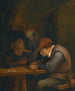 Bauern beim Trinken und Schneiden von Tabak in einer Gaststätte - Jan Steen — Ansicht des Kunstwerks