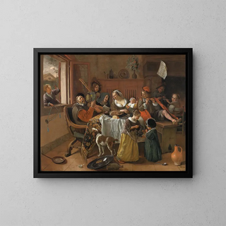 Die fröhliche Familie - Jan Steen — gerahmtes Bild an der Wand