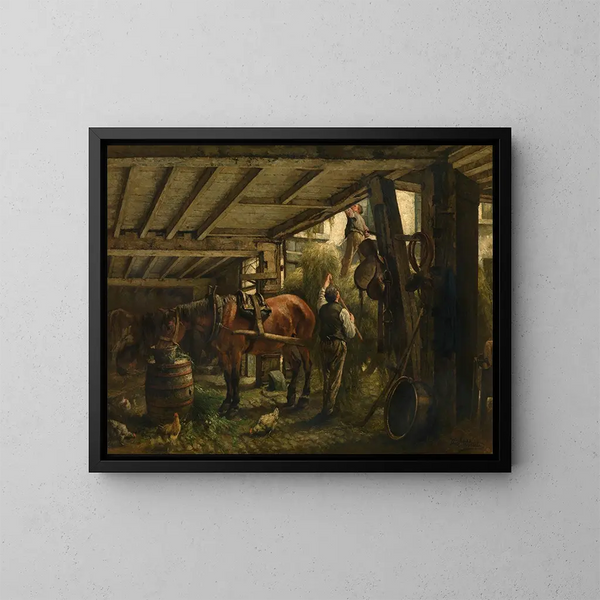Heuwagen - Jan Stobbaerts — gerahmtes Bild an der Wand