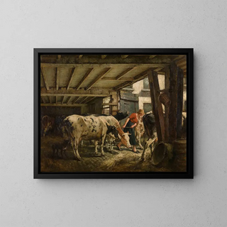 Ausgang aus dem Stall - Jan Stobbaerts — gerahmtes Bild an der Wand