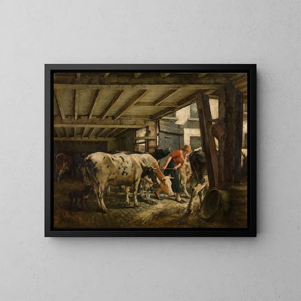 Ausgang aus dem Stall - Jan Stobbaerts — gerahmtes Bild an der Wand