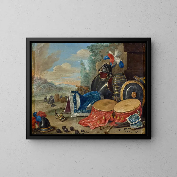 Embleme des Krieges - Jan van Kessel der Ältere — gerahmtes Bild an der Wand