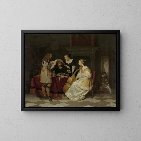 Eine Musikgesellschaft - Jan Verkolje — gerahmtes Bild an der Wand