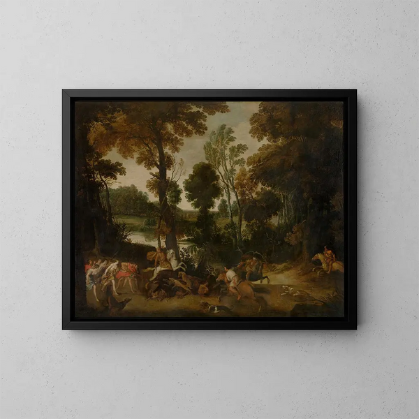 Landschaft mit der Jagd von Méléagre und Atalante - Jan Wildens — gerahmtes Bild an der Wand