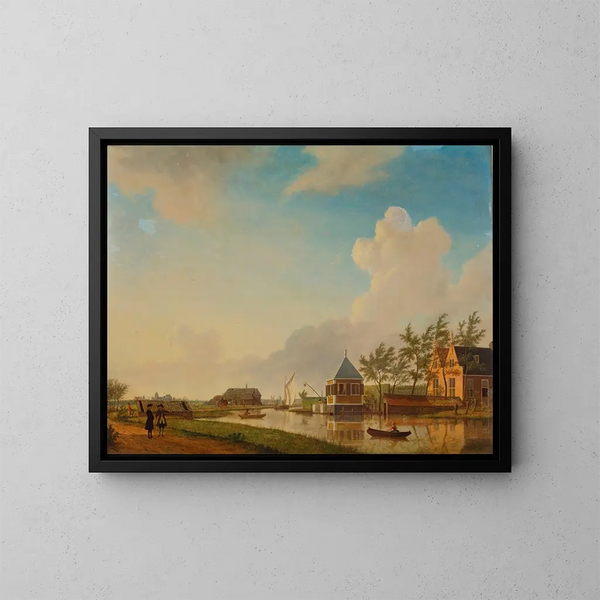 Eine Ansicht der Buitenplaats Groeneveld am Fluss Holendrecht zwischen Ouderkerk aan de Amstel und Abcoude - Jan ten Compe — gerahmtes Bild an der Wand