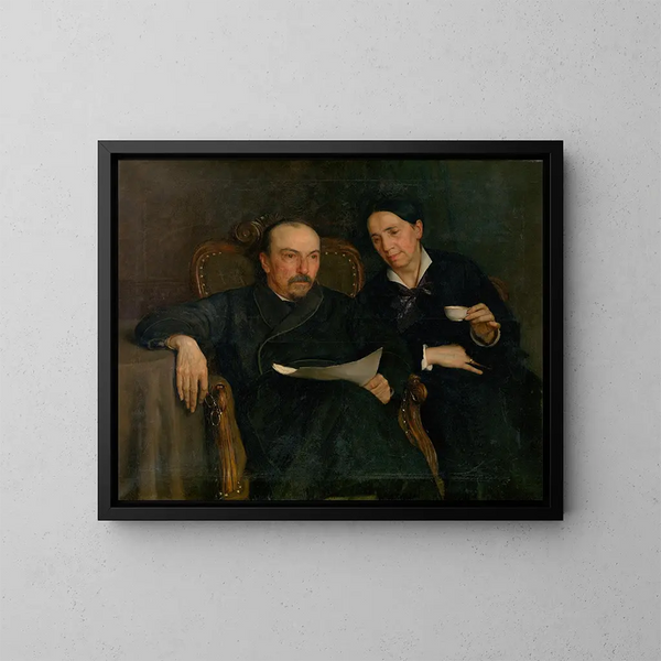 Das Gemälde Der Dichter Jan Van Beers und seine Frau, die Eltern der Künstler - Jan van Beers — gerahmtes Bild an der Wand