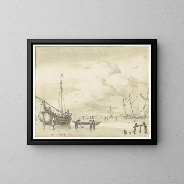 Winterlandschaft - Jan van Call l'Ancien — gerahmtes Bild an der Wand