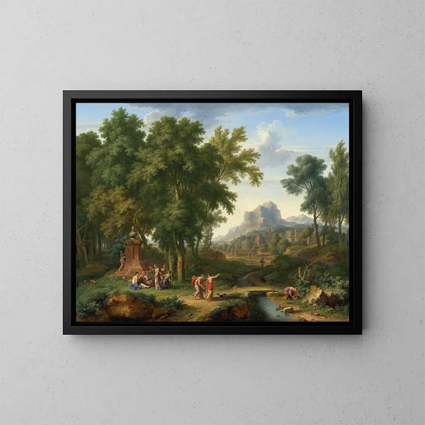 Landschafts-Gemälde mit einem Flore-Büste - Jan van Huysum — gerahmtes Bild an der Wand