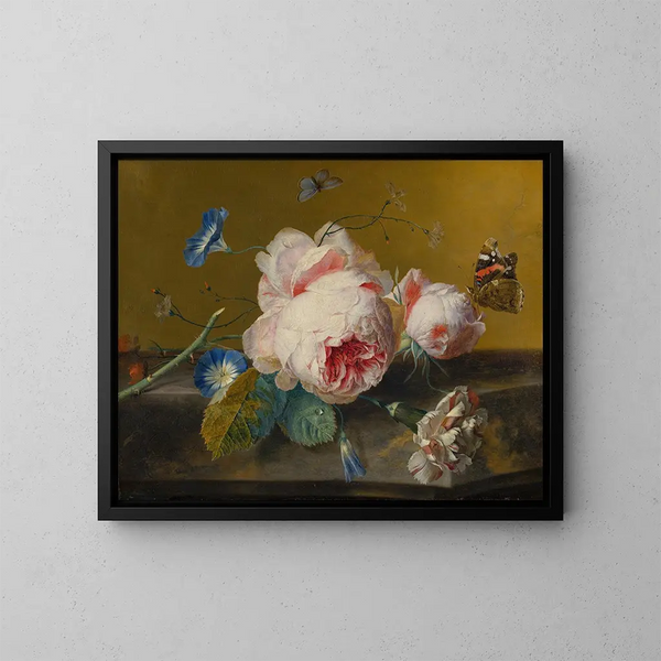 Naturmorte mit Blumen - Jan van Huysum — gerahmtes Bild an der Wand