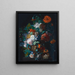Stillleben mit Rosen, Tulpen, Pfingstrosen und anderen Blumen in einer Steingefäß mit einem Vogelnest auf einem Steinsockel vor einer Nische - Jan van Huysum — gerahmtes Bild an der Wand