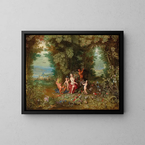 Eine Allegorie der Erde - Jan van Kessel der Jüngere — gerahmtes Bild an der Wand