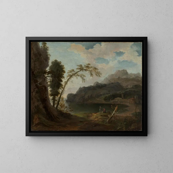 Italienische Landschaft mit mythologischen Figuren - Jan van Nickelen — gerahmtes Bild an der Wand