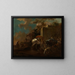 Italienisches Landschaftsgemälde mit Bauern und Vieh in der Nähe eines Brunnens - Jan van Ossenbeeck — gerahmtes Bild an der Wand