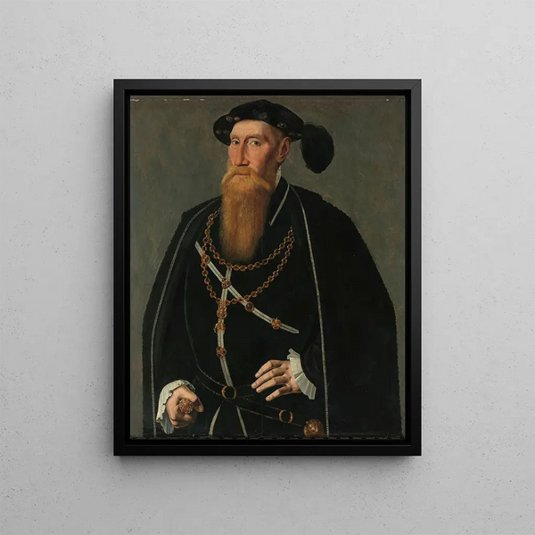 Portrait de Reinoud III de Brederode - Jan van Scorel — gerahmtes Bild an der Wand