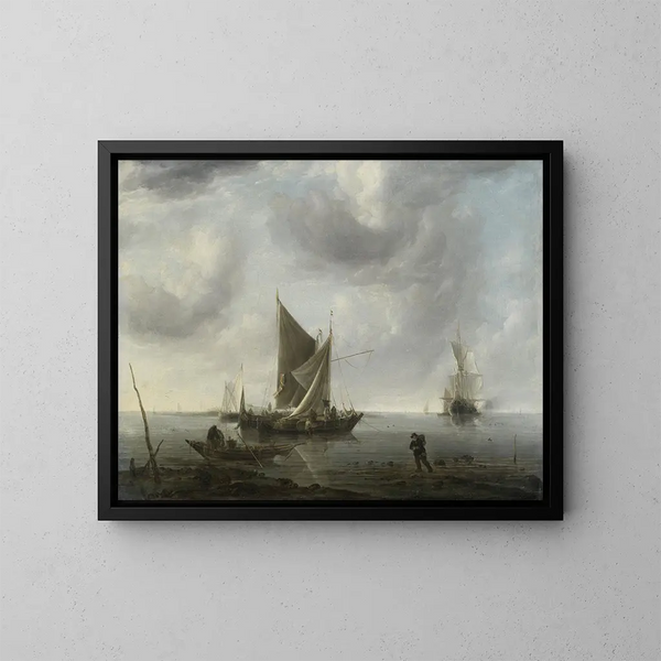 Bateaux au mouillage sur une mer calme - Jan van de Cappelle — gerahmtes Bild an der Wand