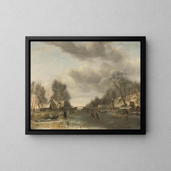 Winterlandschaftsszene - Jan van de Cappelle — gerahmtes Bild an der Wand