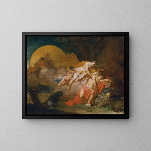 Lune et Endymion - Januarius Zick — gerahmtes Bild an der Wand