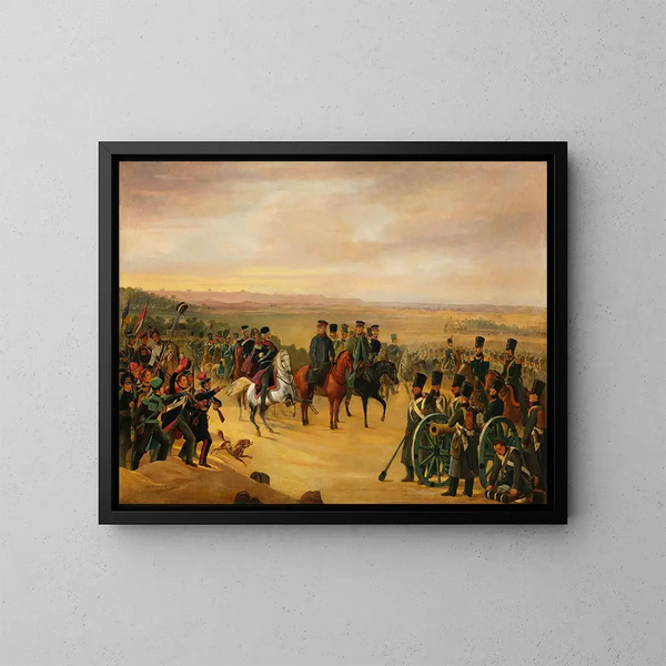 General Jozef Chopicki und Skrzynecki unter den Soldaten - Januar Suchodolski — gerahmtes Bild an der Wand