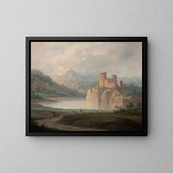 Ruinen des Schlosses Czorsztyn - January Suchodolski — gerahmtes Bild an der Wand