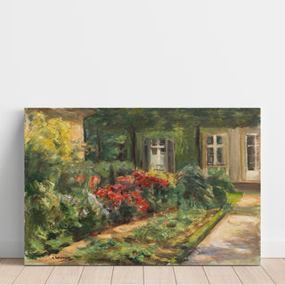 Reproduction Jardin de Wannsee - Maison avec des plantes rouges - Max Liebermann