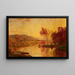 Herbstlandschaft mit Vieh, das an einem Fluss trinkt - Jasper Francis Cropsey — gerahmtes Bild an der Wand