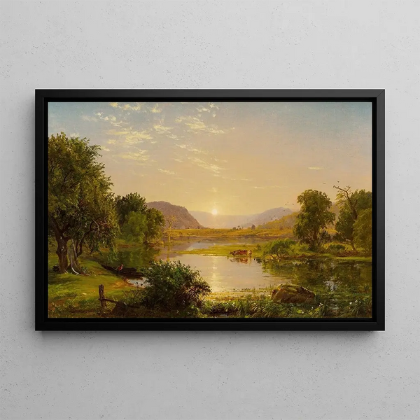 Vorbereitung der Boote am Greenwood-See - Jasper Francis Cropsey — gerahmtes Bild an der Wand