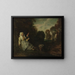 Landschaft am Abend mit einer Spinnerin - Jean-Antoine Watteau — gerahmtes Bild an der Wand