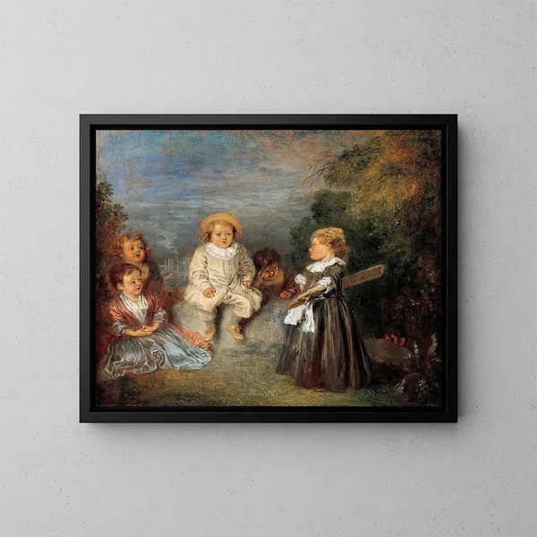 Goldenes Zeitalter - Jean-Antoine Watteau — gerahmtes Bild an der Wand